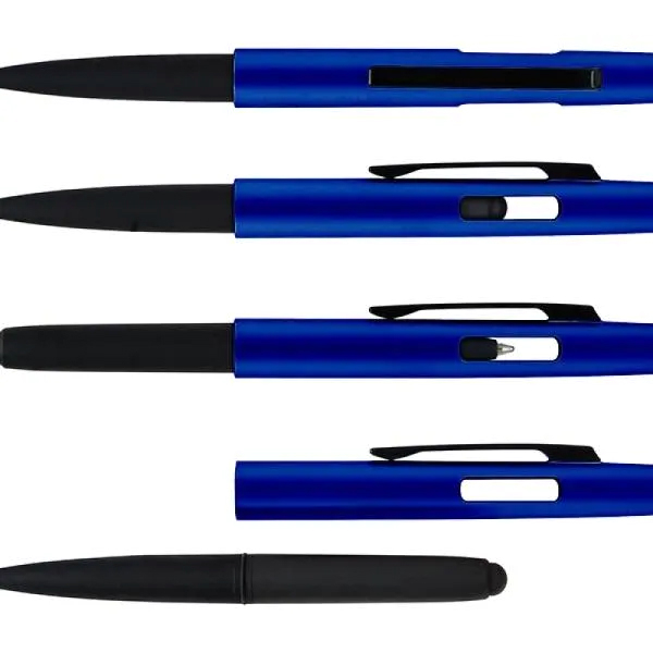 Caneta Esferográfica em Abs com Tampa e Ponta Touch Azul Personalizada