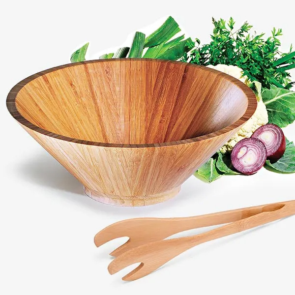 Kit para Salada Tigela Bowl em Bambu Pequim - 3 litros - 2 pçs
