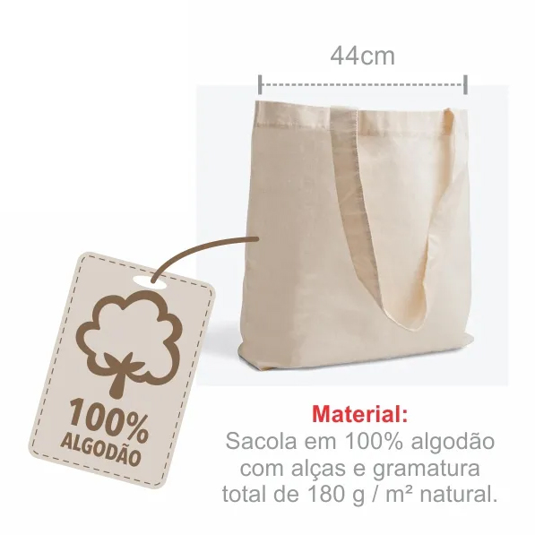 Ecobag Sacola Sustentável em Algodão - 46x40x10,5cm