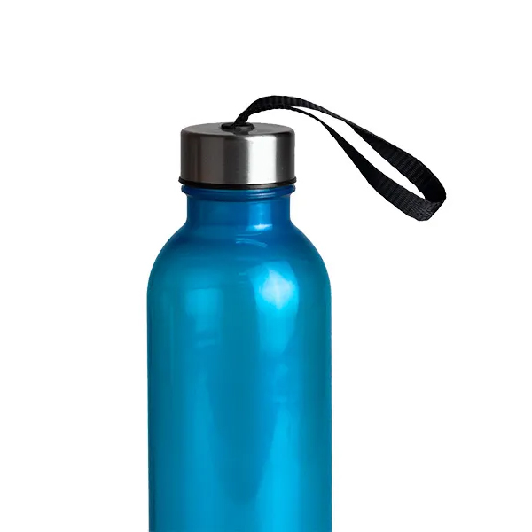 Garrafa Plástica Azul Promocional com Tampa em Inox - 600Ml