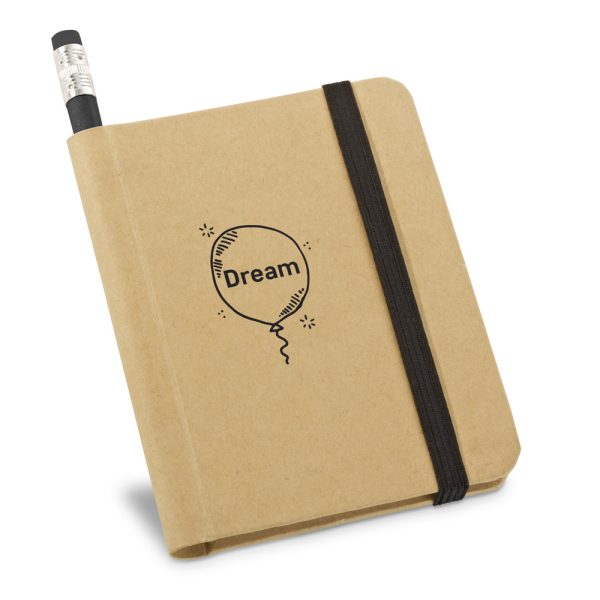 Caderno A7 de Capa Dura em Papel 100% Reciclado com Lápis - 82 x 105 mm