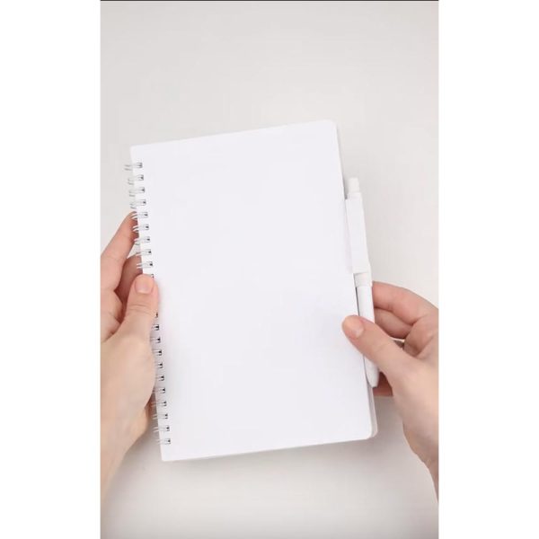 Caderno Branco Antibacteriano de Anotações 21x14cm com Capa em PP Misto e Caneta