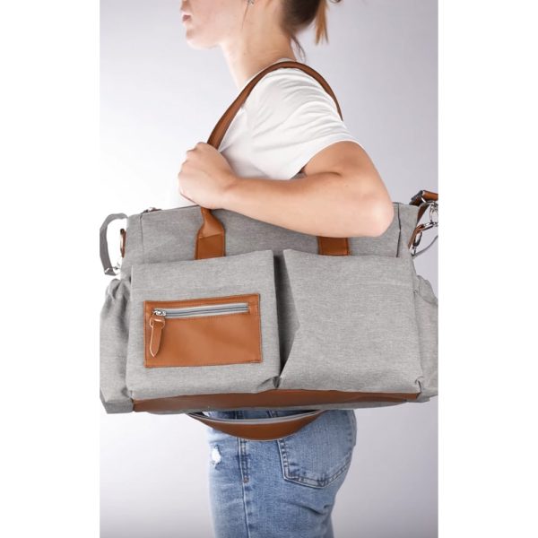 Mochila Maternidade Multifuncional em Poliéster 300D com Detalhes em PU - 25L