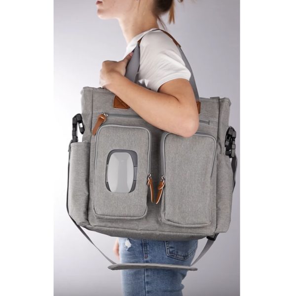 Mochila Maternidade Multifuncional em Poliéster 300D com Detalhes em PU - 29L