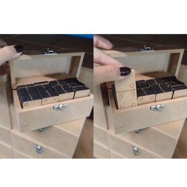 Jogo de Dominó em MDF com Peças 4x2 cm ou 6x3 cm + Estojo com Gravação