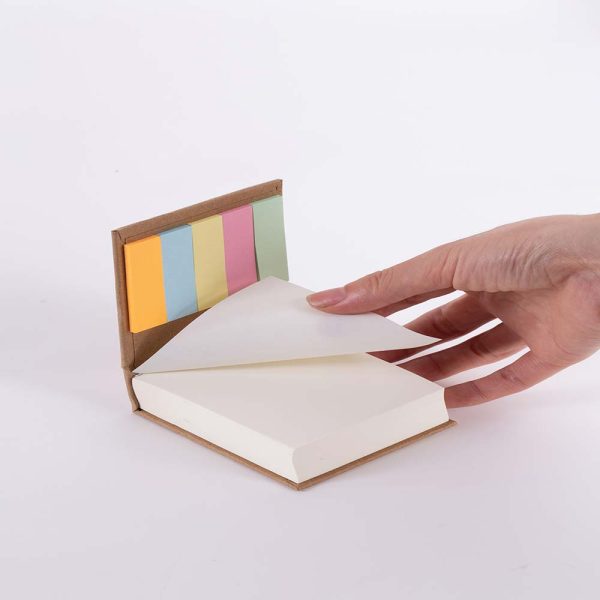 Bloco de Anotações em Papel Kraft com 200 Folhas e 5 Blocos Autocolantes Coloridos