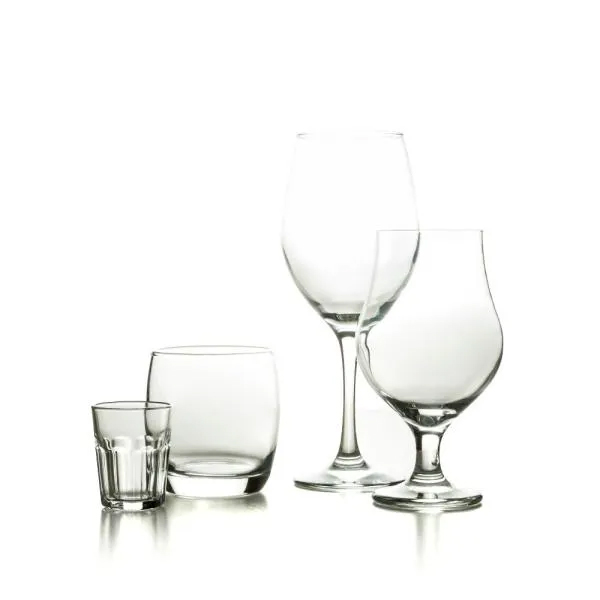 Kit de Copos de Vidro em Caixa Preta - Vinho, Cerveja, Whisky e Cachaça de Vidro