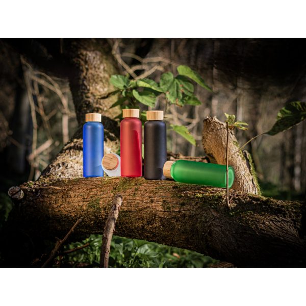 Squeeze de Vidro Borossilicato Fosco com Tampa em Bambu 500 ml