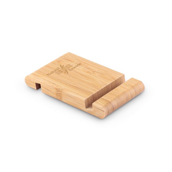 Suporte para Celular e Tablet em Bambu com Duas Canaletas de Tamanhos Diferentes